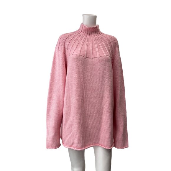 $475 NWT Escada Rose Pink Knit Schinkel Mock-Neck Jumper Wool Sweater size XL - Picture 3 of 10